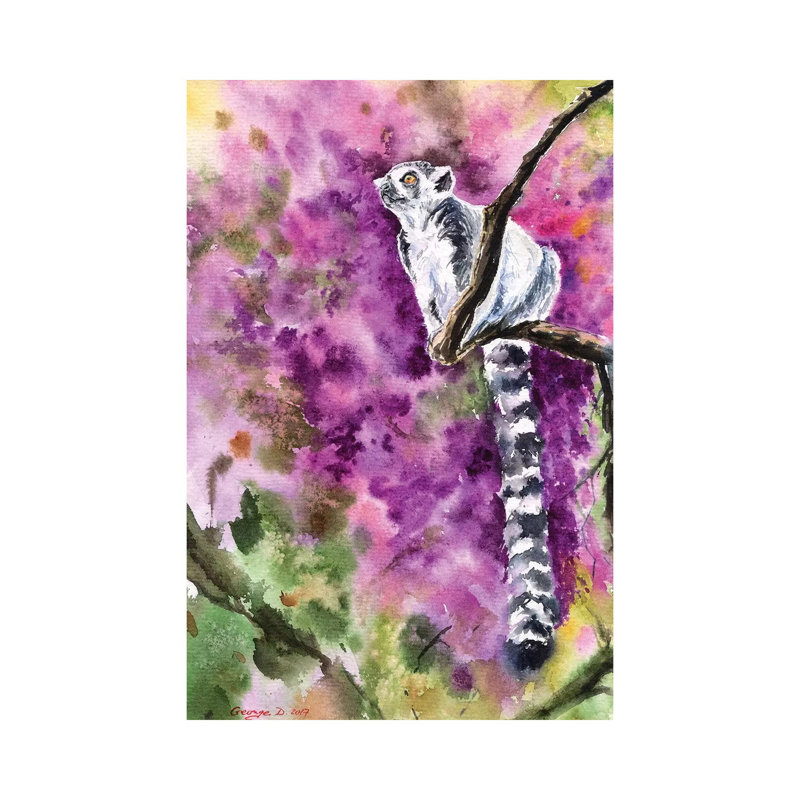 Lemur by George Dyachenko - Wrapped Canvas Painting, 30.48 cm H x 45.72 cm W