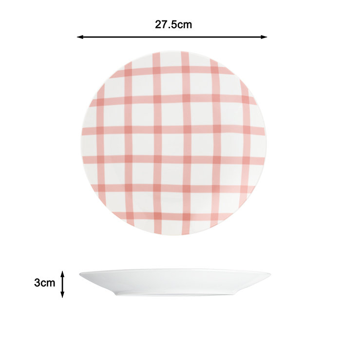 Waterside 12pc Gingham Pastel Porcelain Dinner Set
