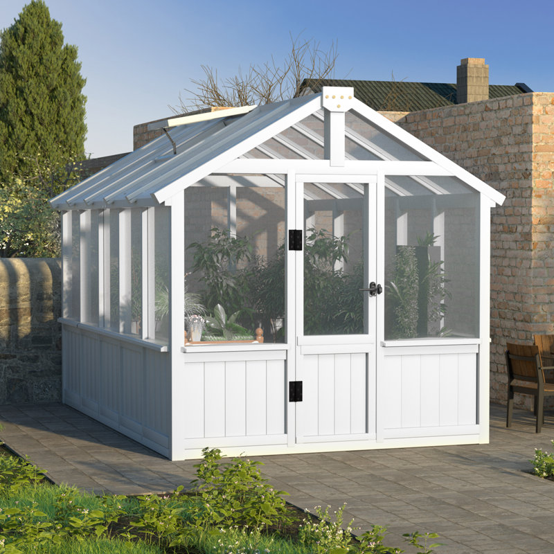 6×10 Ft. Wooden Polycarbonate Greenhouse, White