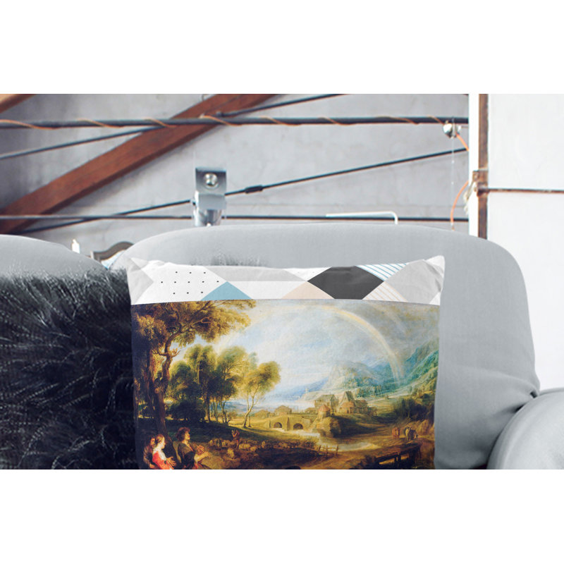 Landscape With A Rainbow Square Throw Cushion, 55cm H x 55cm W x 20cm D