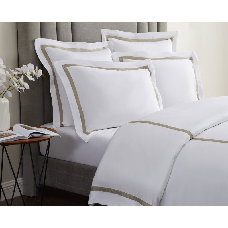Frame Pillow Sham, White/Taupe
