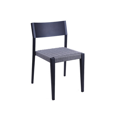 Chaise en aluminium noir avec siège en tissu Terylene pour l'extérieur