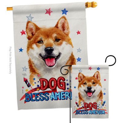 Drapeau de jardin patriotique en polyester Shiba Inu