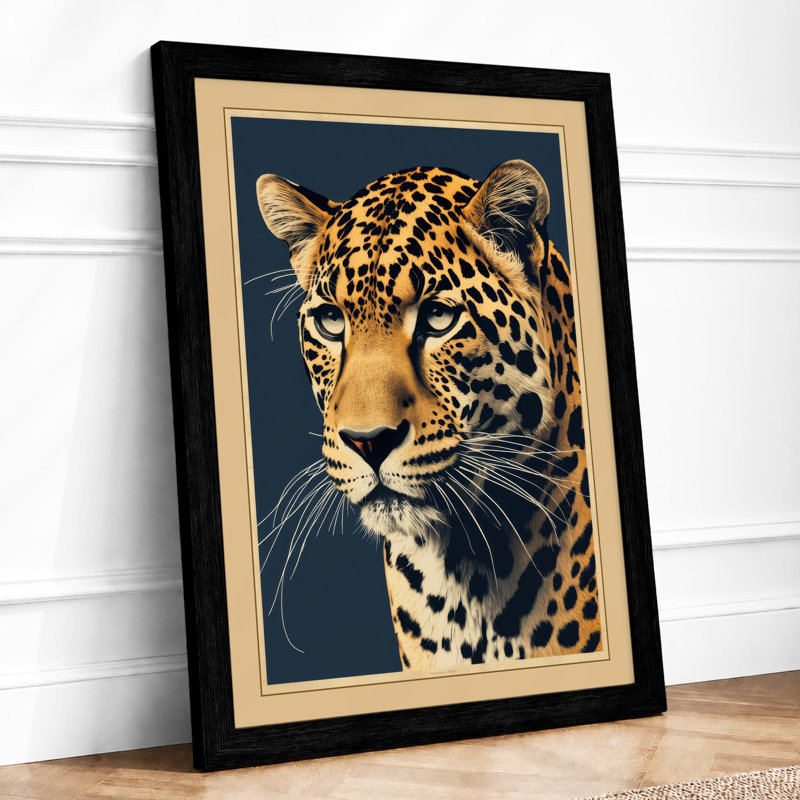 Leopard Profile Rustic - Framed Print, A3 - 42.0 x 29.7 cm, Black