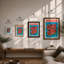 Poinsettia Festive Cluster Botanical - Framed Print-501722801-501722806