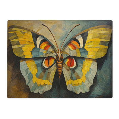 Moth Cubism  Glass Chopping Board