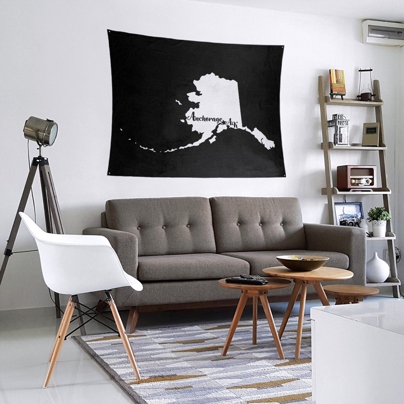 Tapisserie murale alaska ancrage, H 27,5 po x l 37,5 po, Noir