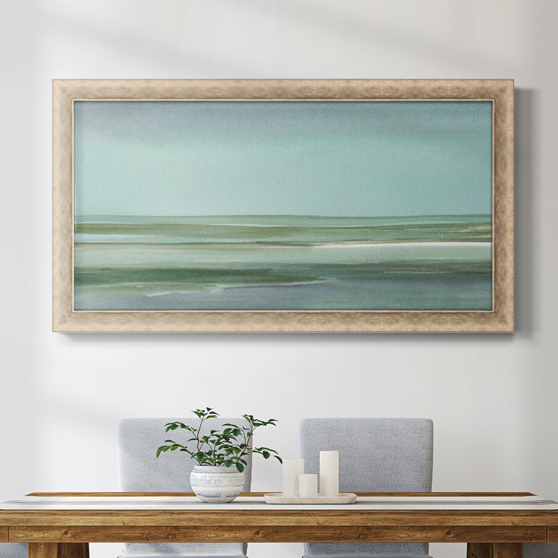 Toile encadrée de qualité supérieure Aqua Reflections I - prête à être accrochée, Toile avec cadre gris