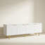 Meuble télé blanc cannelé de 68 po, centre de divertissement avec portes de rangement, meuble télé console pour téléviseur de 55 po et plus, salon