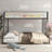 Twin Over Full Metal Bunk Bed Frame - No Box Spring Needed, Silent Anti-Shake, Black &amp; White, for Guest Room/Dorm