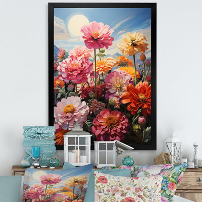 Zinnia Flower Zenith I, reproduction d'art sur toile
