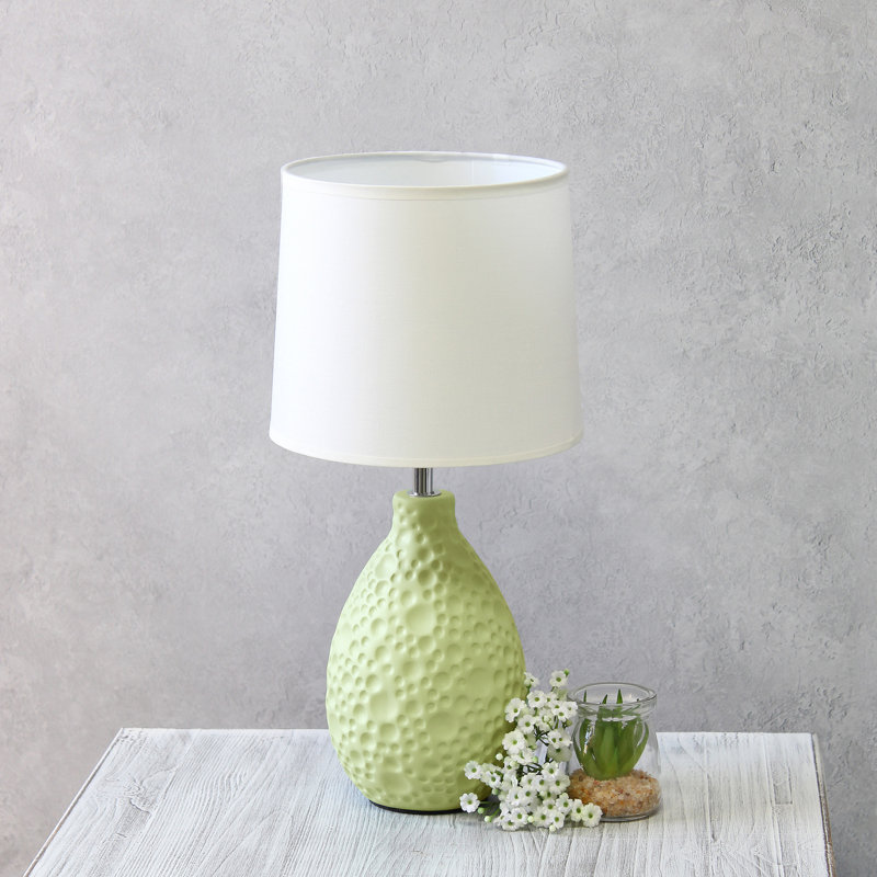 Texturized Ceramic Oval Table Lamp, Green