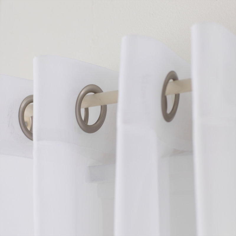 Sheer Grommet Single Curtain Panel - Basics by Wayfair™, 59" W x 63" L, White