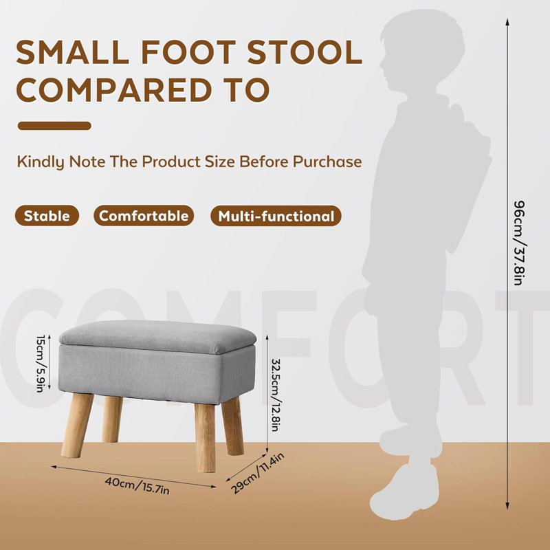 Small Foot Stool Ottoman with Storage