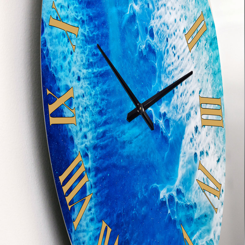 Waves Epoxy ResIn Art V - Horloge murale moderne, Moyen