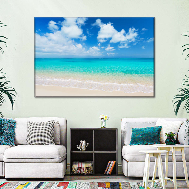 Une plage sur toile, H 30 po x l 45 po x P 1,25 po