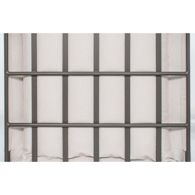 Nut Brown Aluminum Lounge Chair with Wheat Cushions