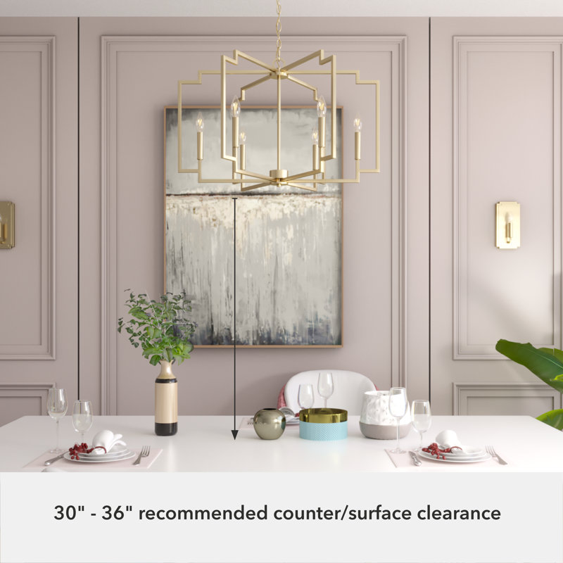 Hunter 30 Inch Zoanne 6 Light Chandelier Ceiling Light Fixture, Alturas Gold, 19.5" H x 30.25" W x  30.25" D