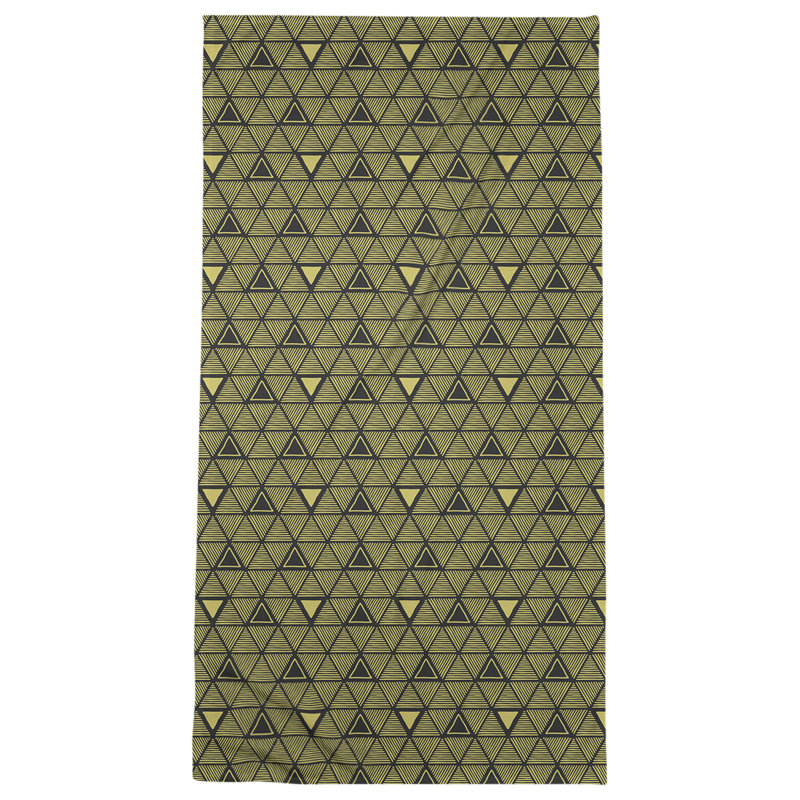 Serviette de plage classique à motif de triangles dessinés à la main, Vert olive, noir