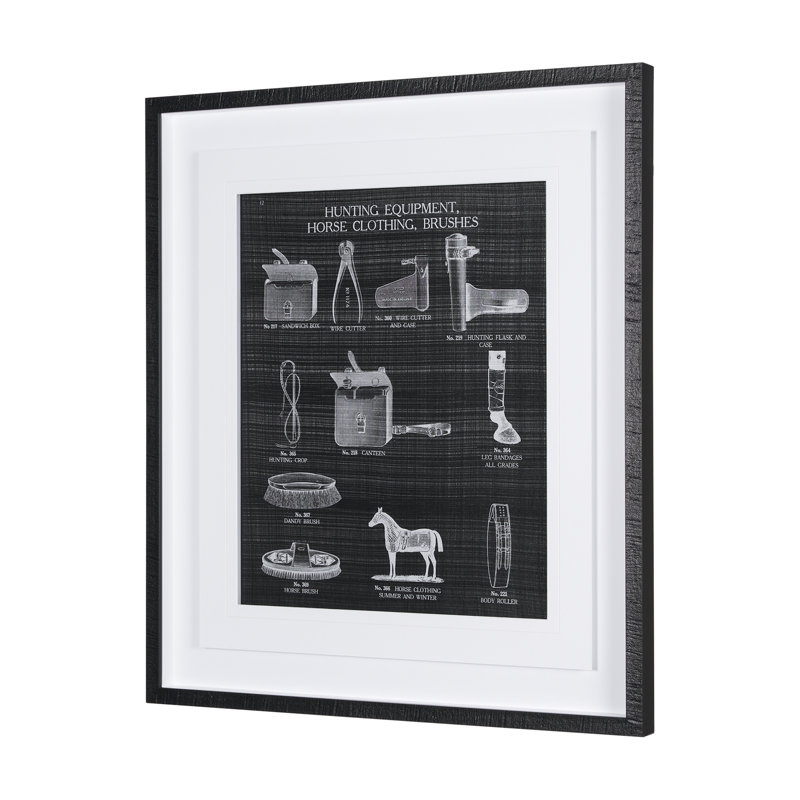 Equestrian Riding IV BW Hand Embelished Framed Art Print Matted under Glass, Black, Equestrian Riding IV BW