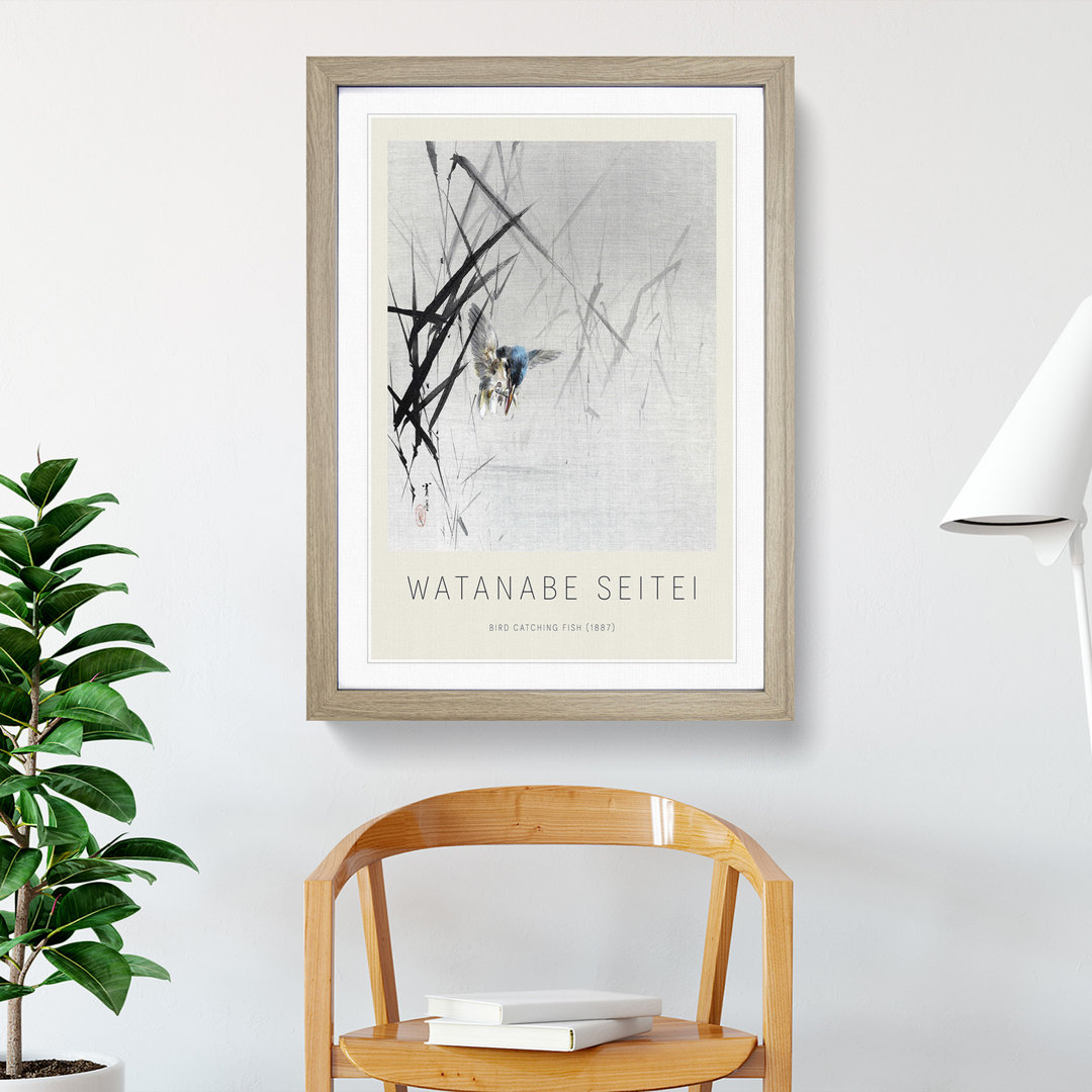 Bird Catching a Fish by Watanabe Seitei - Picture Frame Art Prints