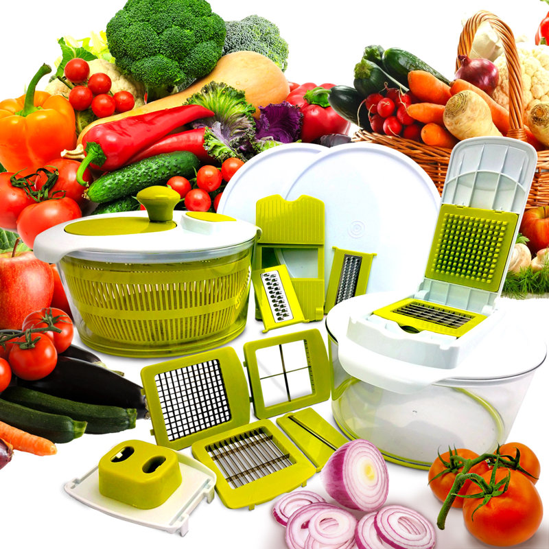 Mega Chef 17-Piece Salad Spinning Slicer, Dicer and Chopper Set