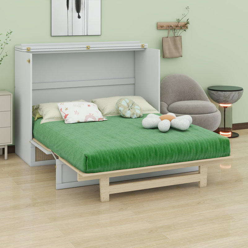 Lit escamotable avec grands tiroirs Murphy, Double, Blanc