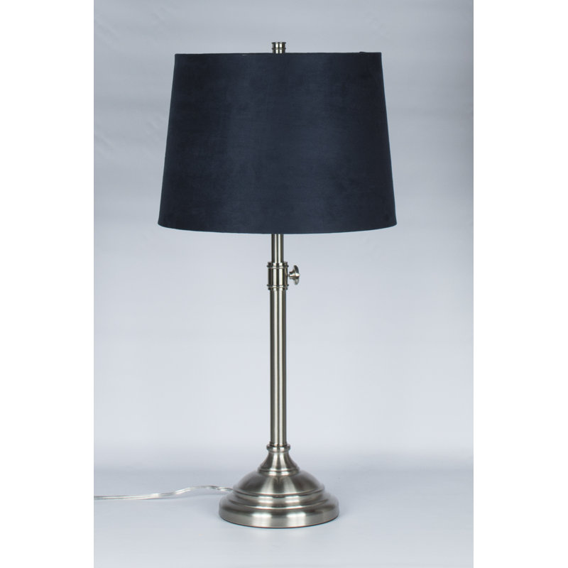 Caitlynne Metal Table Lamp, Navy Blue Suede, Brushed Nickel