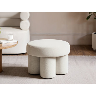 Ferro Low Pouffe Beige Fabric