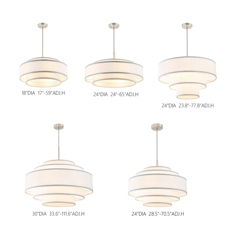 Aasim 5-Light Dimmable Tiered Drum Chandelier, Brushed Nickel