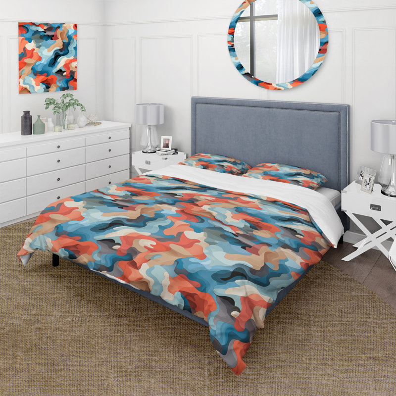 Ensemble de housse de couette bleu et rose Nomad Camo Elegance I - Camouflage