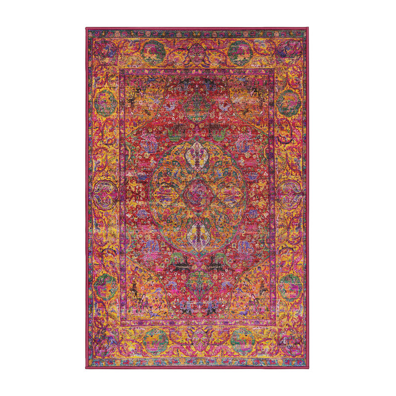 Tapis 100% moderne 1537 de style Mid-Century lavable à la machine, Rectangle 3 pi x 5 pi