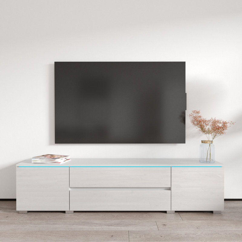 Meuble télé Euphoria, 19" H x 78.7" W x 14" D, Blanc