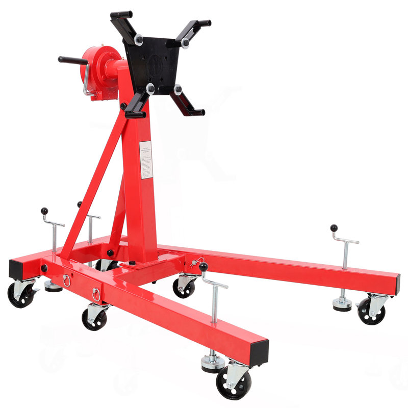 1500Lbs Folding Engine Stand,Geared Rotating Head,360 Degree Adjustable Mounting Head,Red Color