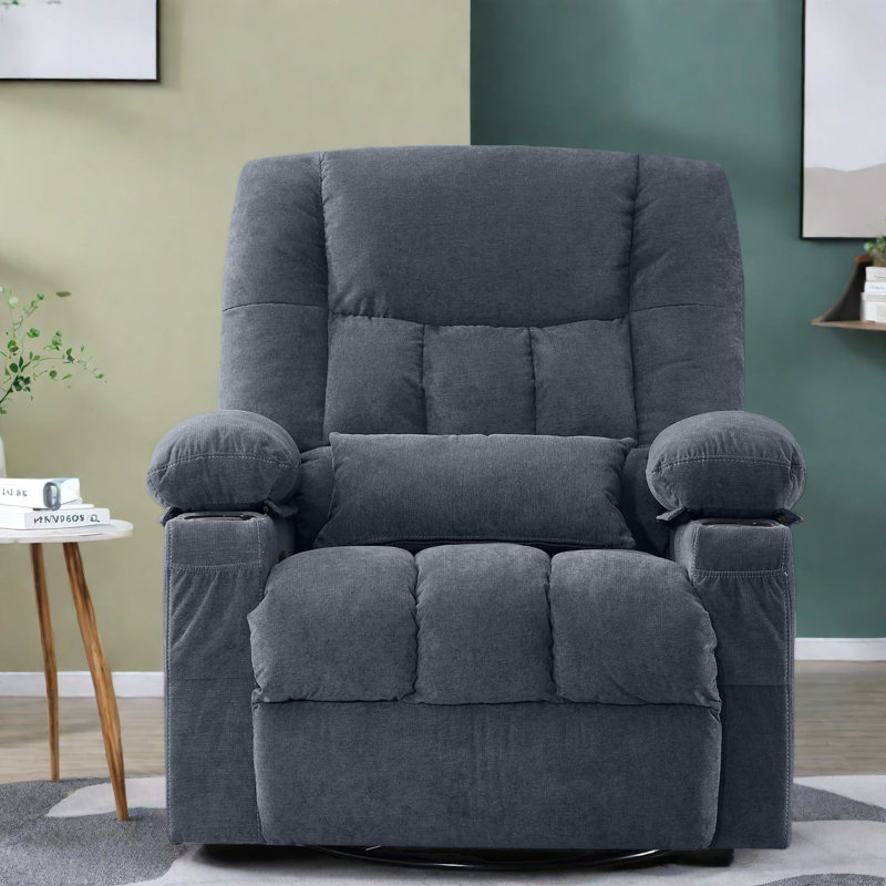 Modern Blue Recliner With Massage, Heat, And Storage For Living Room