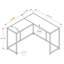 Table d'appoint en L à finition grise avec pieds en métal Faxon, H 31,79 po x l 35,74 po x P 35,74 po