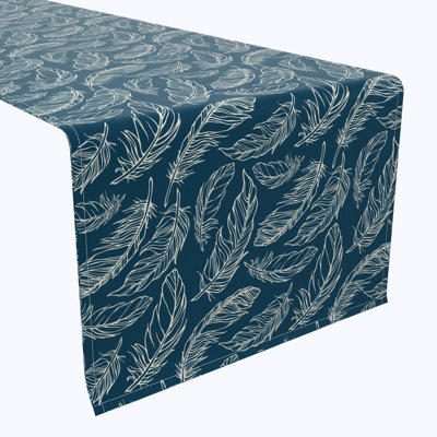 Table Runner, 100% Cotton, 16X108", Calligraphy Feathers