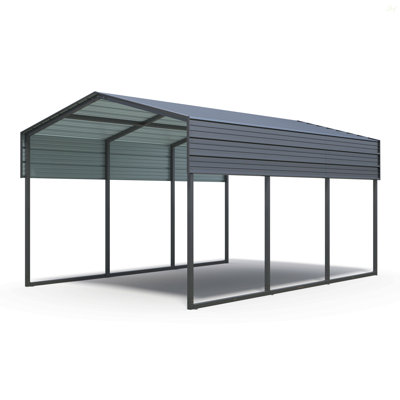 Outdoor Carport, 10 X 15 FT Carport, Heavy Duty Carport Canopy With Galvanized Steel Roof And Frame, Metal Carport Large Garage For Driveway Car, Truck ,302 Ibs