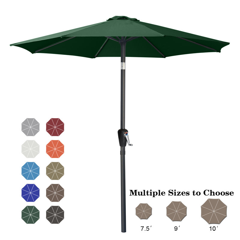 Parasol de marché Miqdad, Vert forêt, H 108 po x l 106,3 po x P 106 po