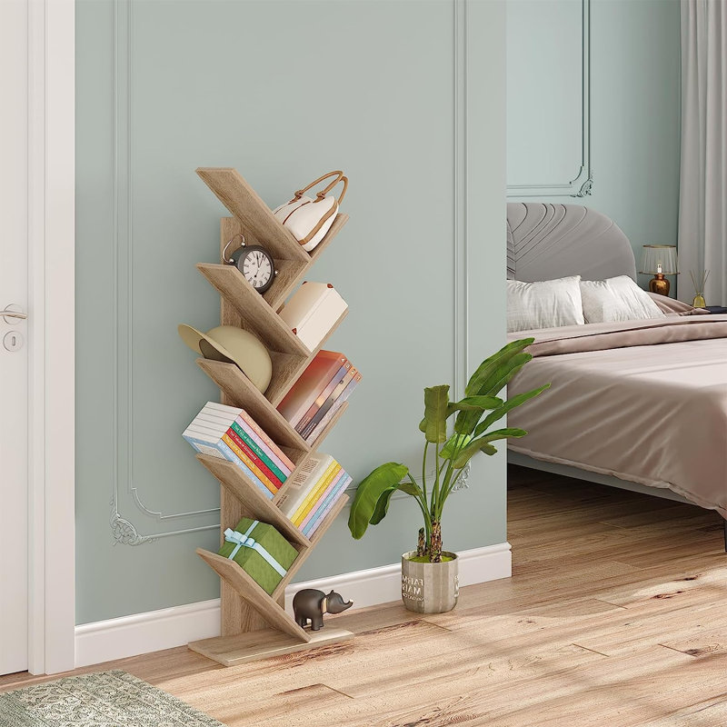 Leftera 40cm W Geometric Bookcase, Brown