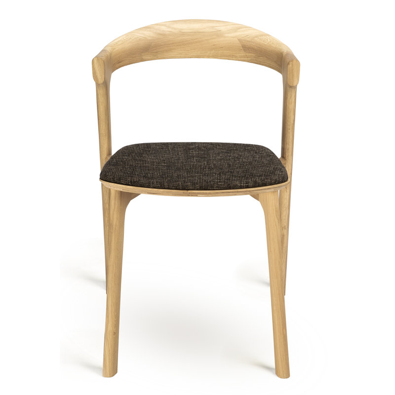 Bok Upholstered Dining Chair, Dark Brown Polyester Blend/Acrylic, Varnished Oak