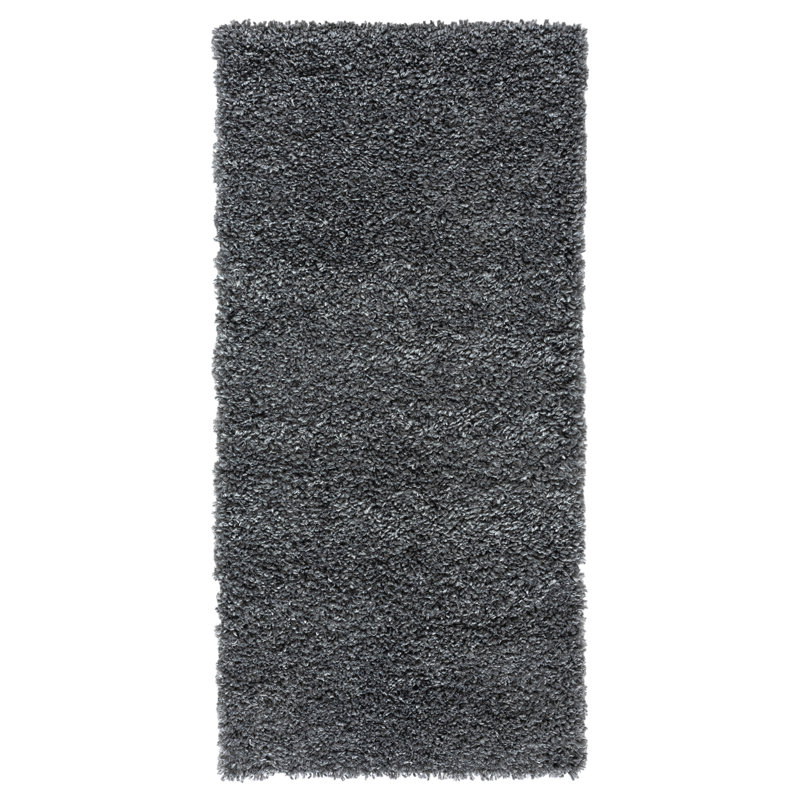 Shaggy Lush grey Rug, Rectangle 70 x 140cm