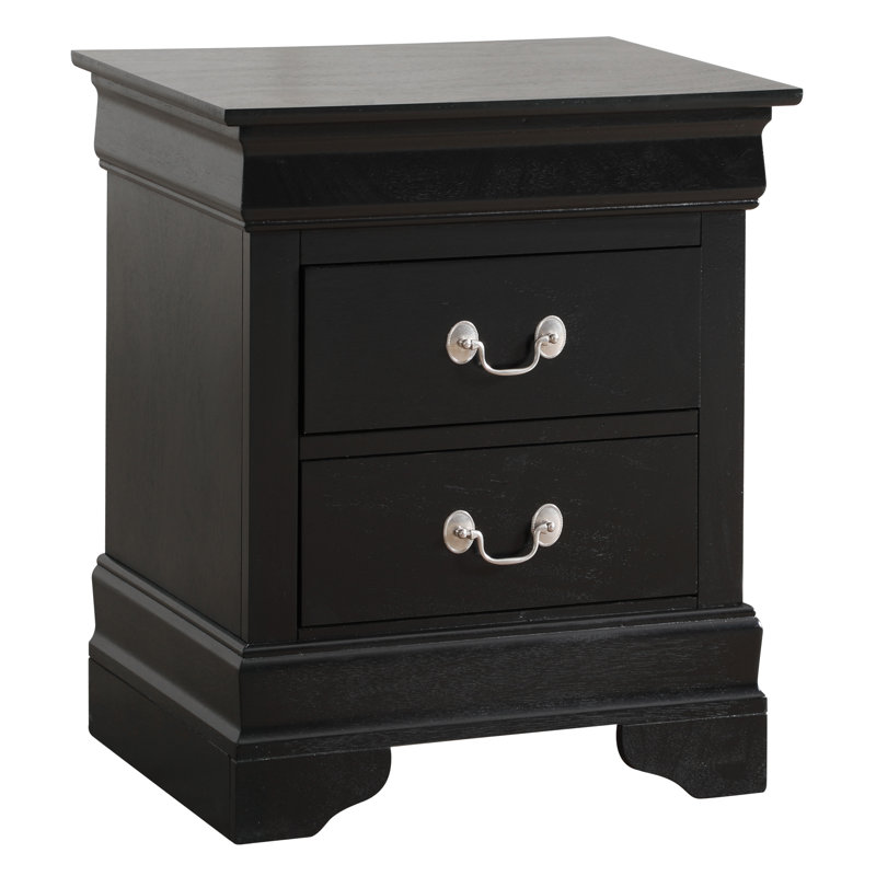 LouisPhillipe 21"L x 24"H 2-Drawers Nightstand, Black, Black
