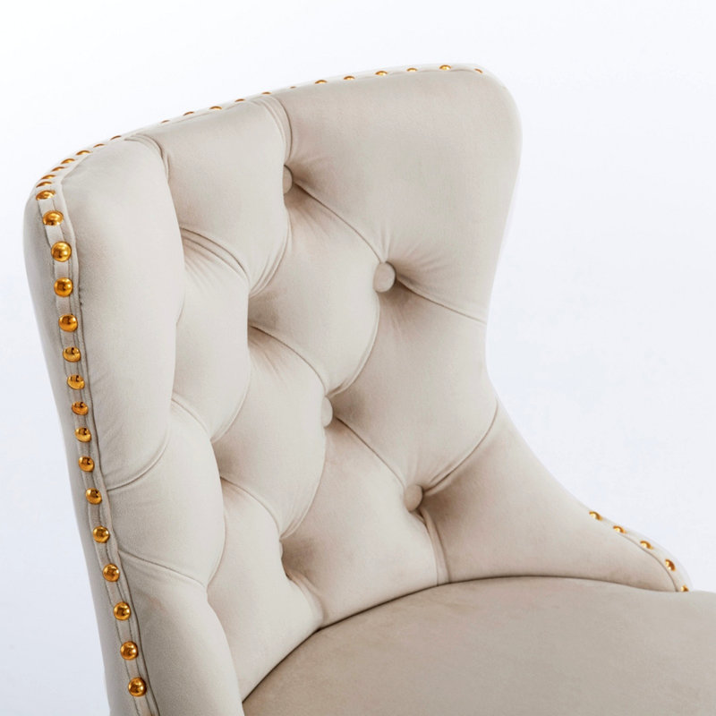 Tabouret pivotant à hauteur réglable Julias, Beige/Or