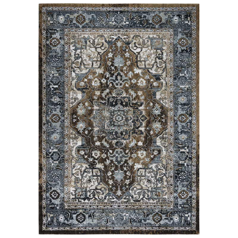 Tapis tissé à la machine 100% polyester recyclé hybride, Rectangle 5 pi 2 po x 7 pi 9 po