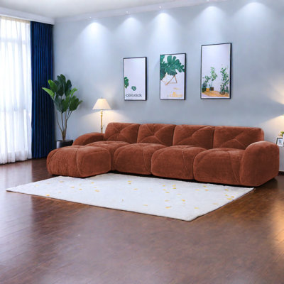 Modular Velvet Sofas, Ergonomic Design, Portable And No Assembly, For Living Rooms
