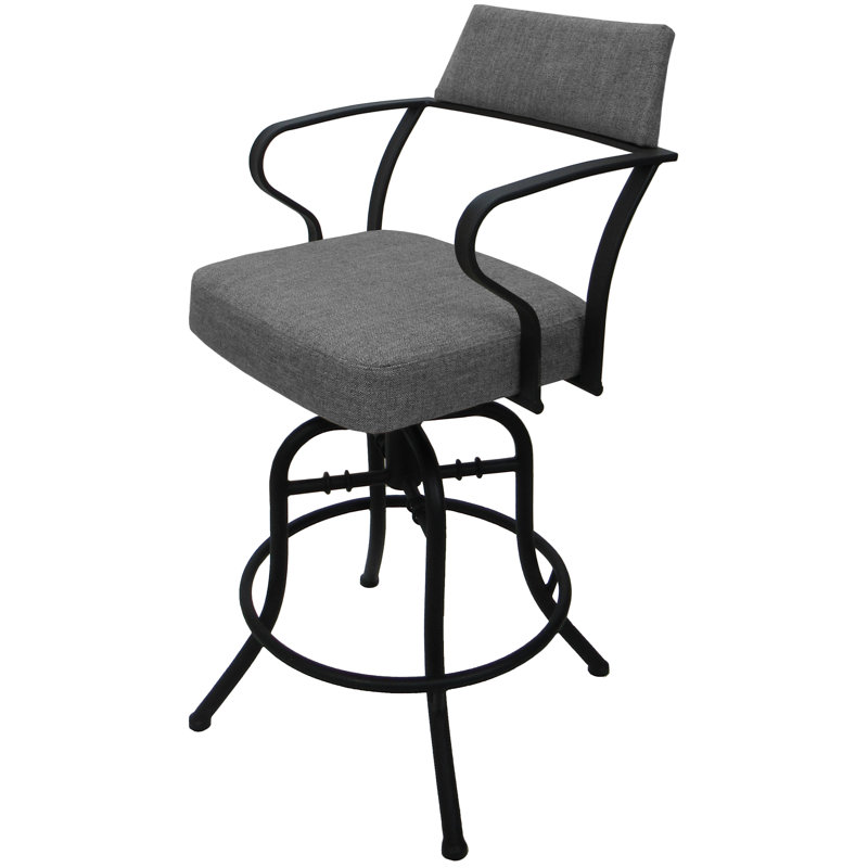 Tabouret de bar pivotant 30 po Adina, Mélange de polyester gris Mojave / cadre gris