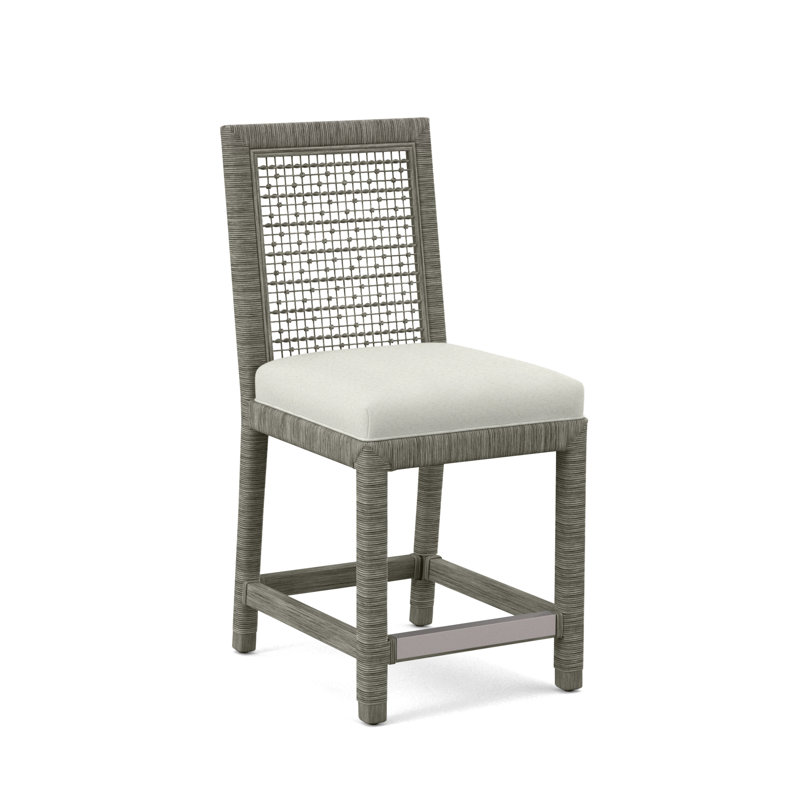 Tabouret de comptoir 24 po Scotia Glinda, Pierre grise, Rayures vert et bleu; 0252-54