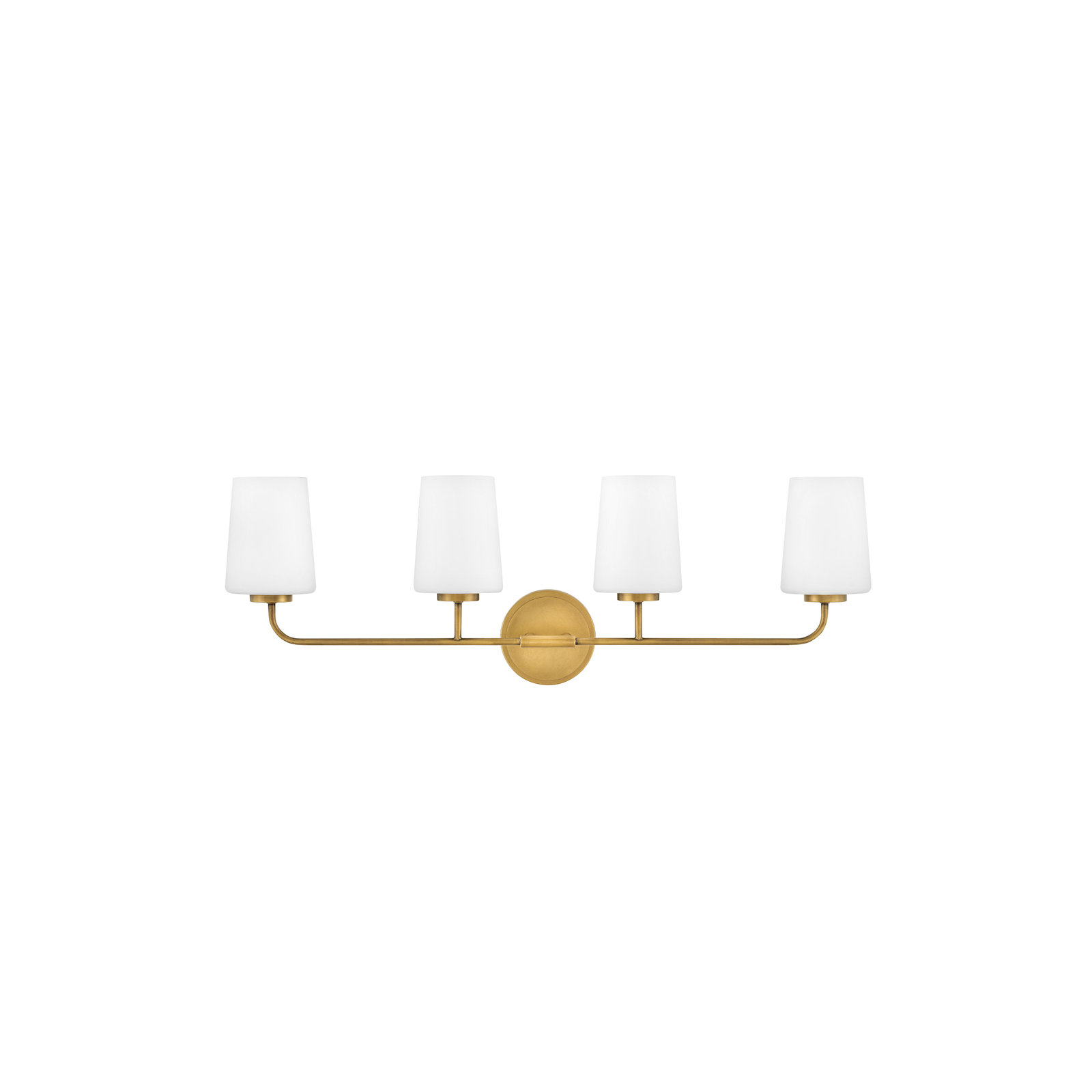 Fitz 4 Light Frosted Dimmable Vanity Light, Lacquered Brass