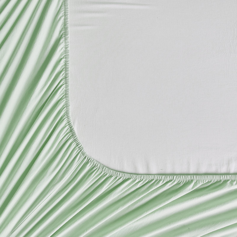 100% Washed Cotton Deep Pocket Fitted Sheet, King, Mint Green